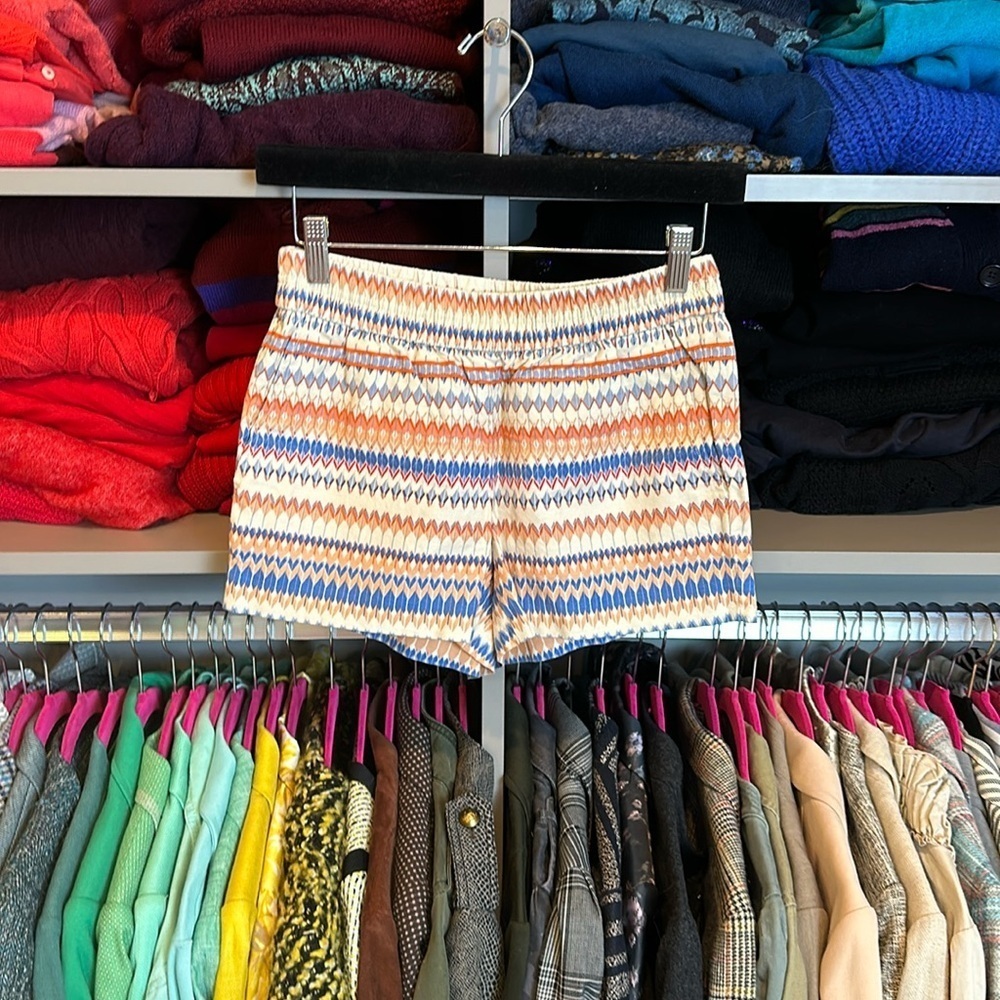 J Crew ivory/orange/blue print shorts size 0​